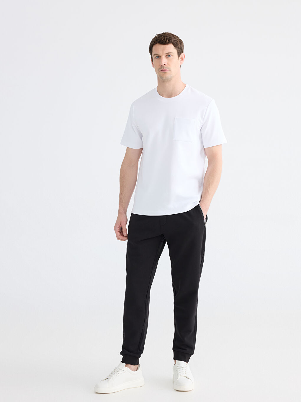 Siyah Standart Kalıp Erkek Kalın Jogger Eşofman Altı