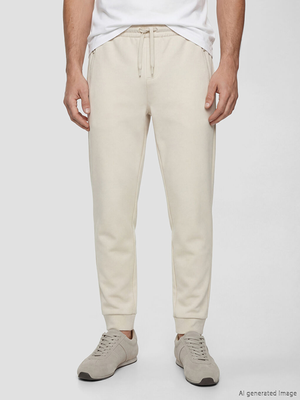 Bej Standart Kalıp Erkek Jogger Eşofman Altı-1