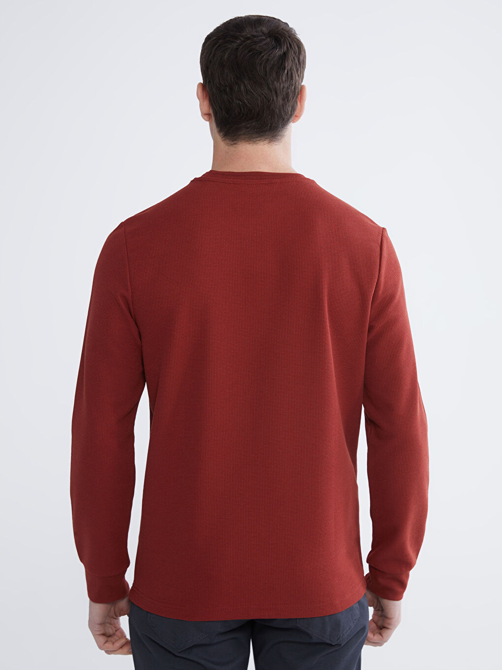 Kahverengi Bisiklet Yaka Erkek Sweatshirt-3