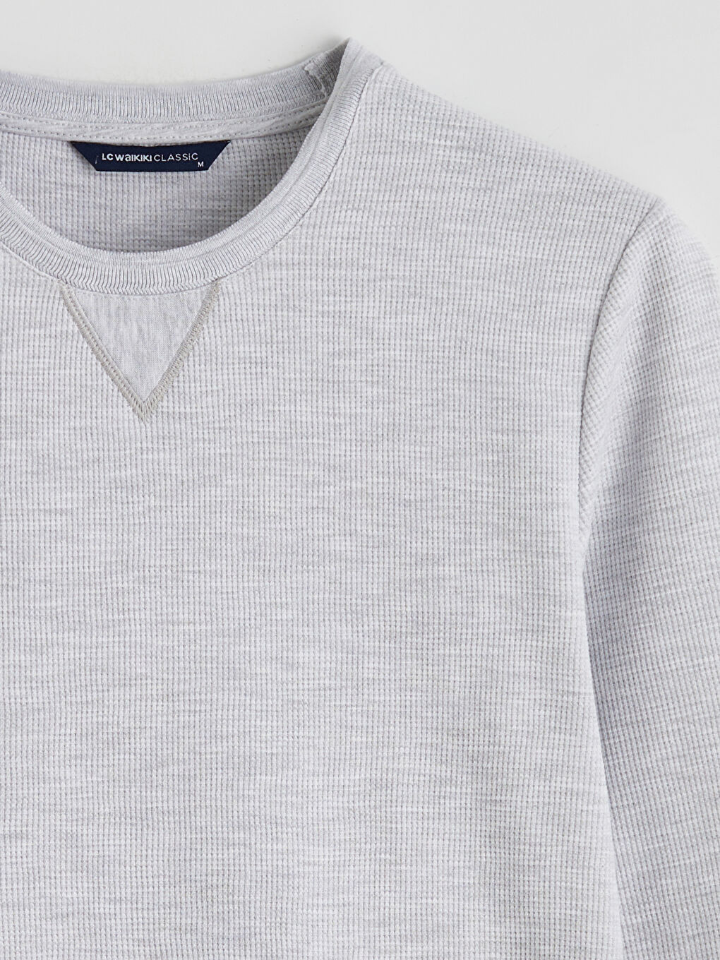 Bej Bisiklet Yaka Erkek Sweatshirt-1