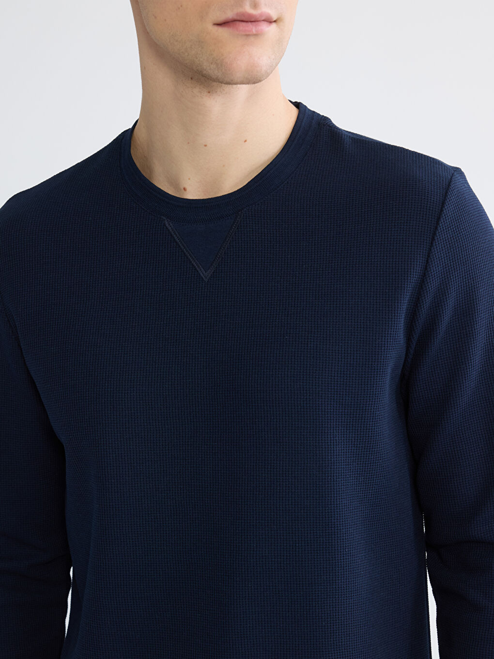 Lacivert Bisiklet Yaka Erkek Sweatshirt-2