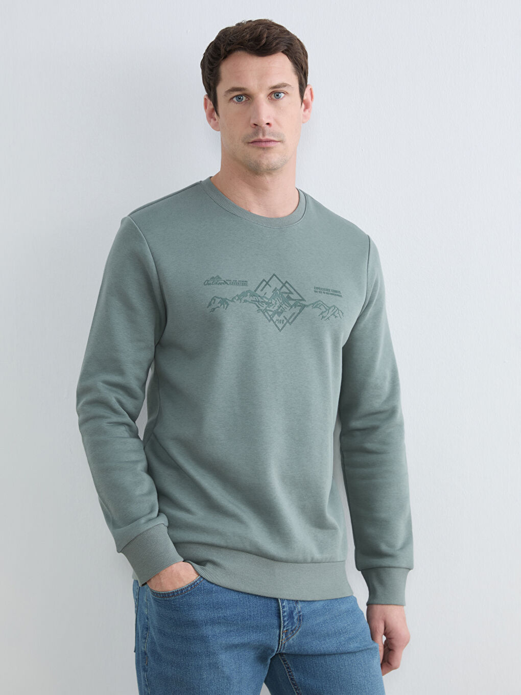 Crew Neck Printed Men's Sweatshirt
