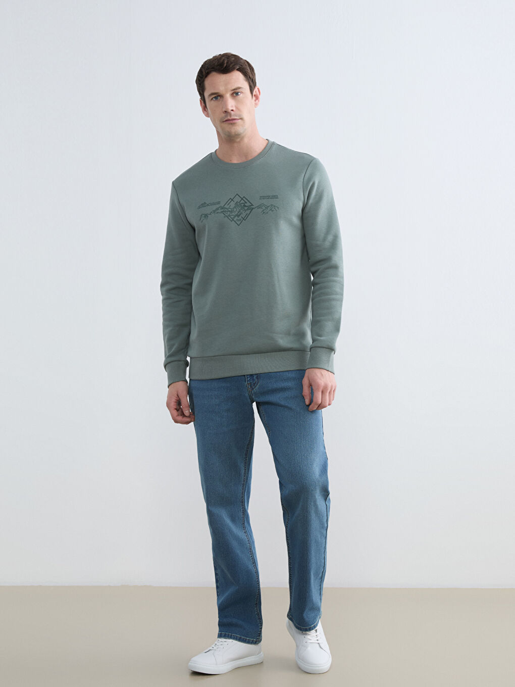 Crew Neck Printed Men's Sweatshirt-1