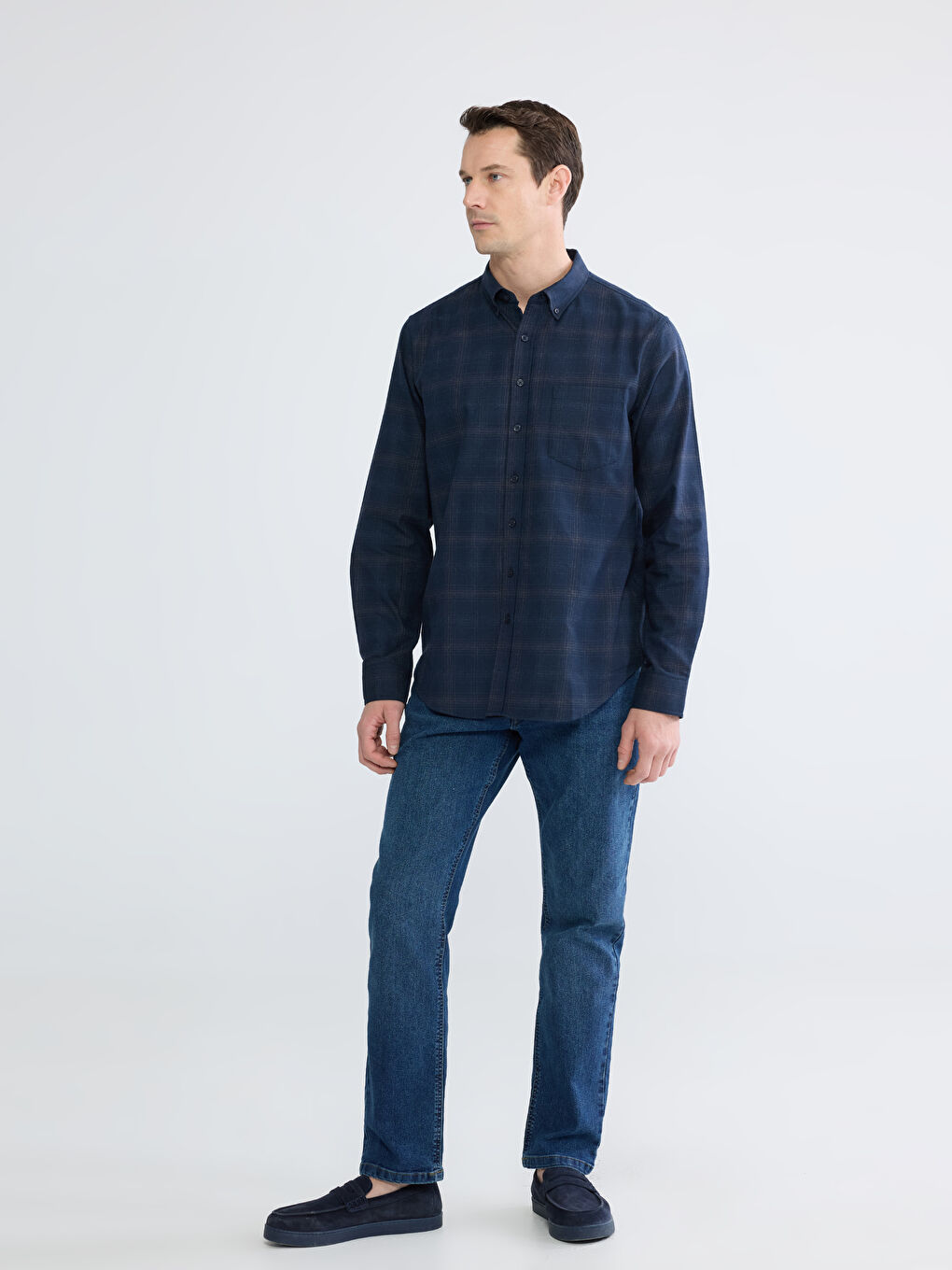 Regular Fit Plaid Gabardine Men's Shirt-1