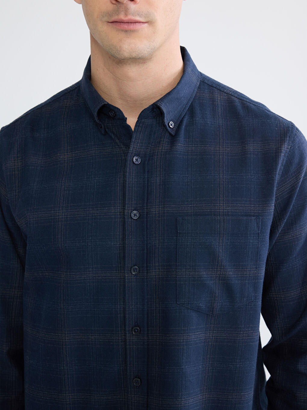 Regular Fit Plaid Gabardine Men's Shirt-2
