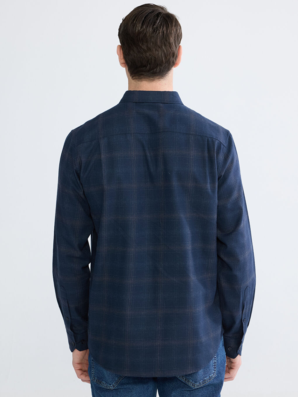 Regular Fit Plaid Gabardine Men's Shirt-3