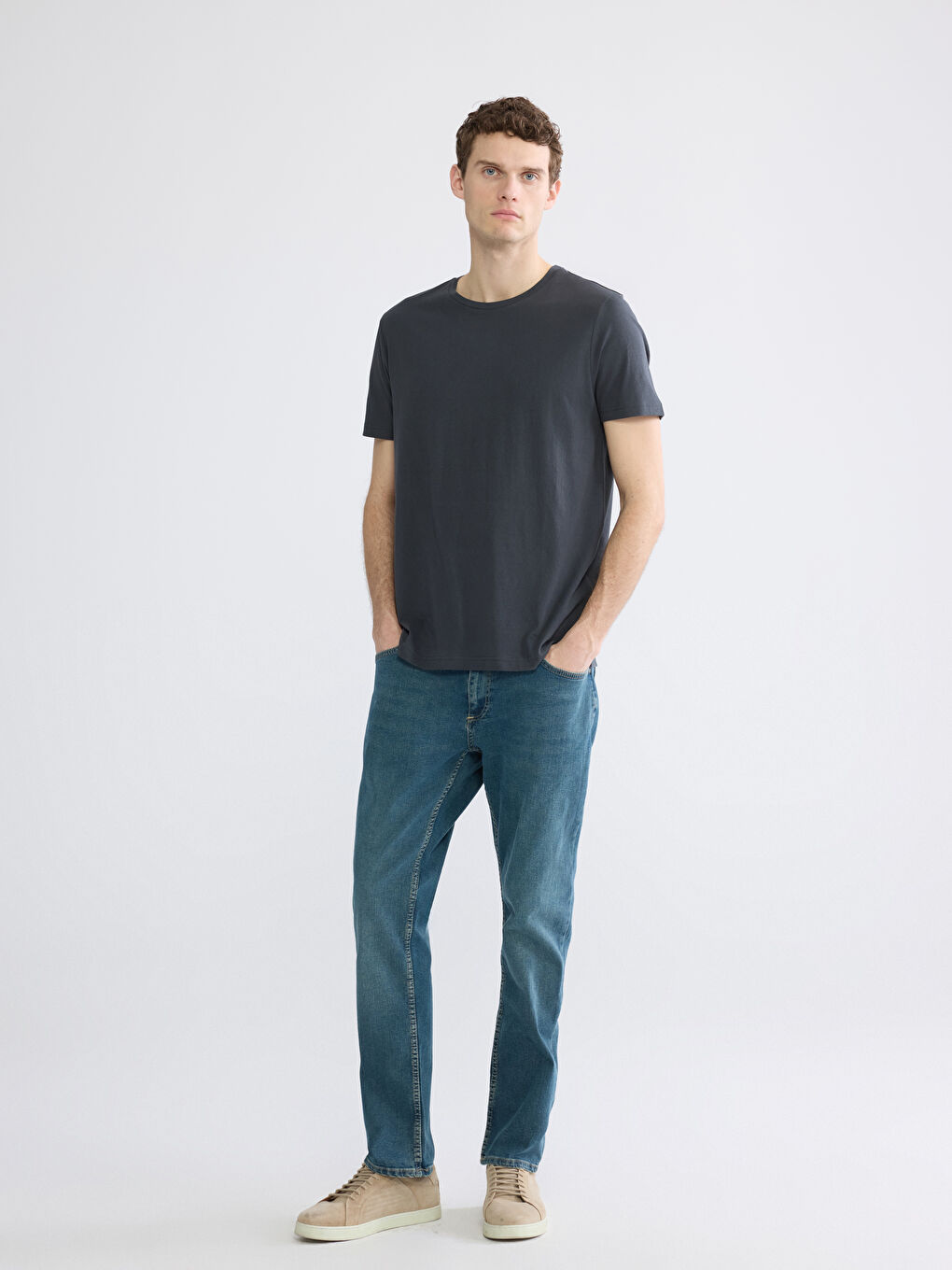 Bisiklet Yaka Penye Erkek Tişört-1