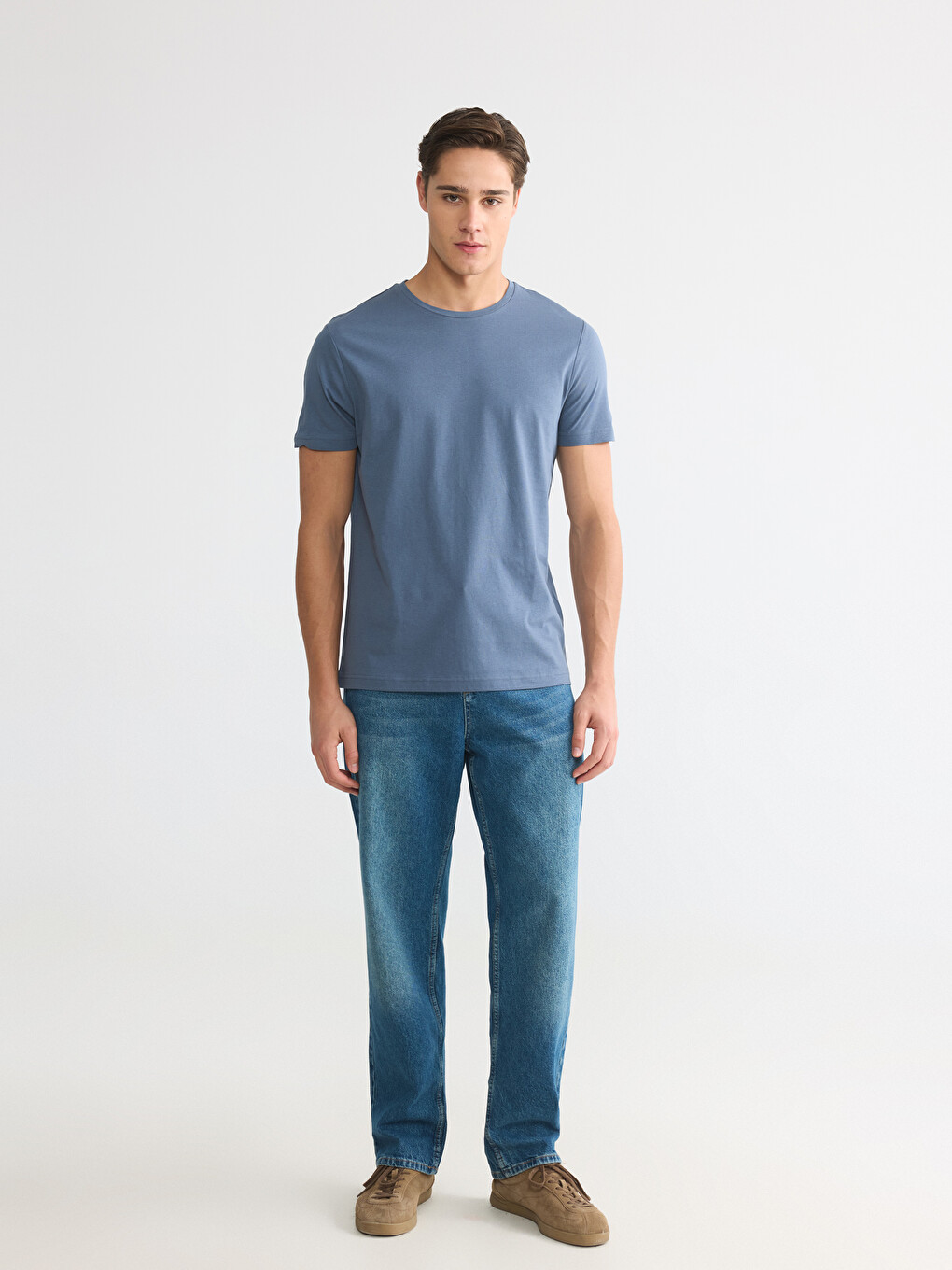 Slim Fit Crew Neck Short Sleeve Jersey Men's T-shirt-1