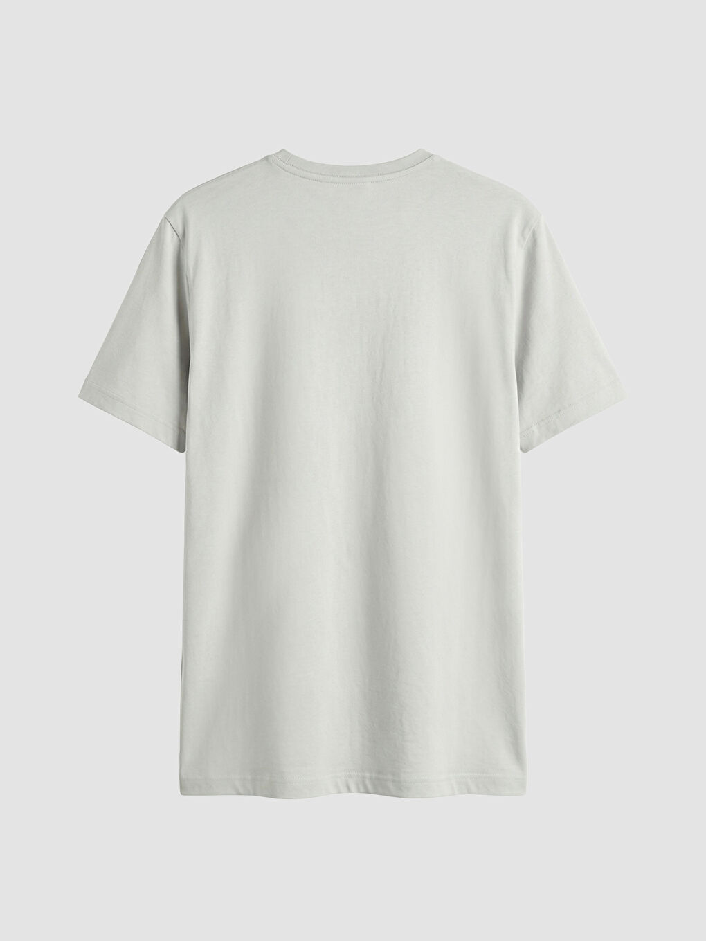 Gri Bisiklet Yaka Penye Erkek Tişört-1