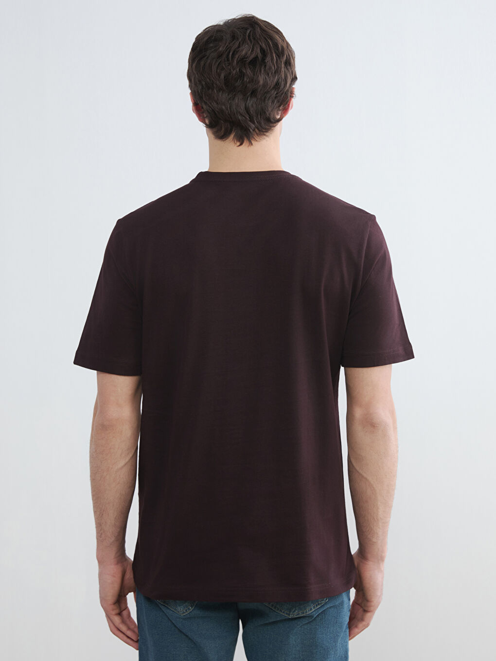 Mürdüm Bisiklet Yaka Erkek Penye Tişört-4