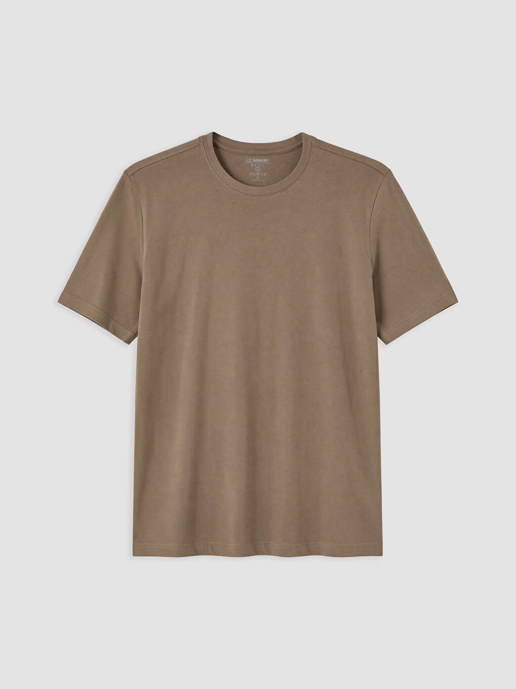 Kahverengi %100 Pamuk Regular Fit Basic Tişört-4