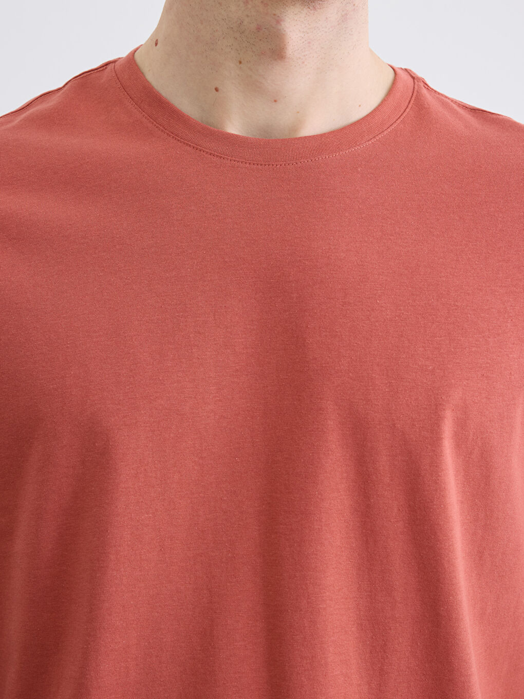 Kahverengi Bisiklet Yaka Penye Erkek Tişört-2