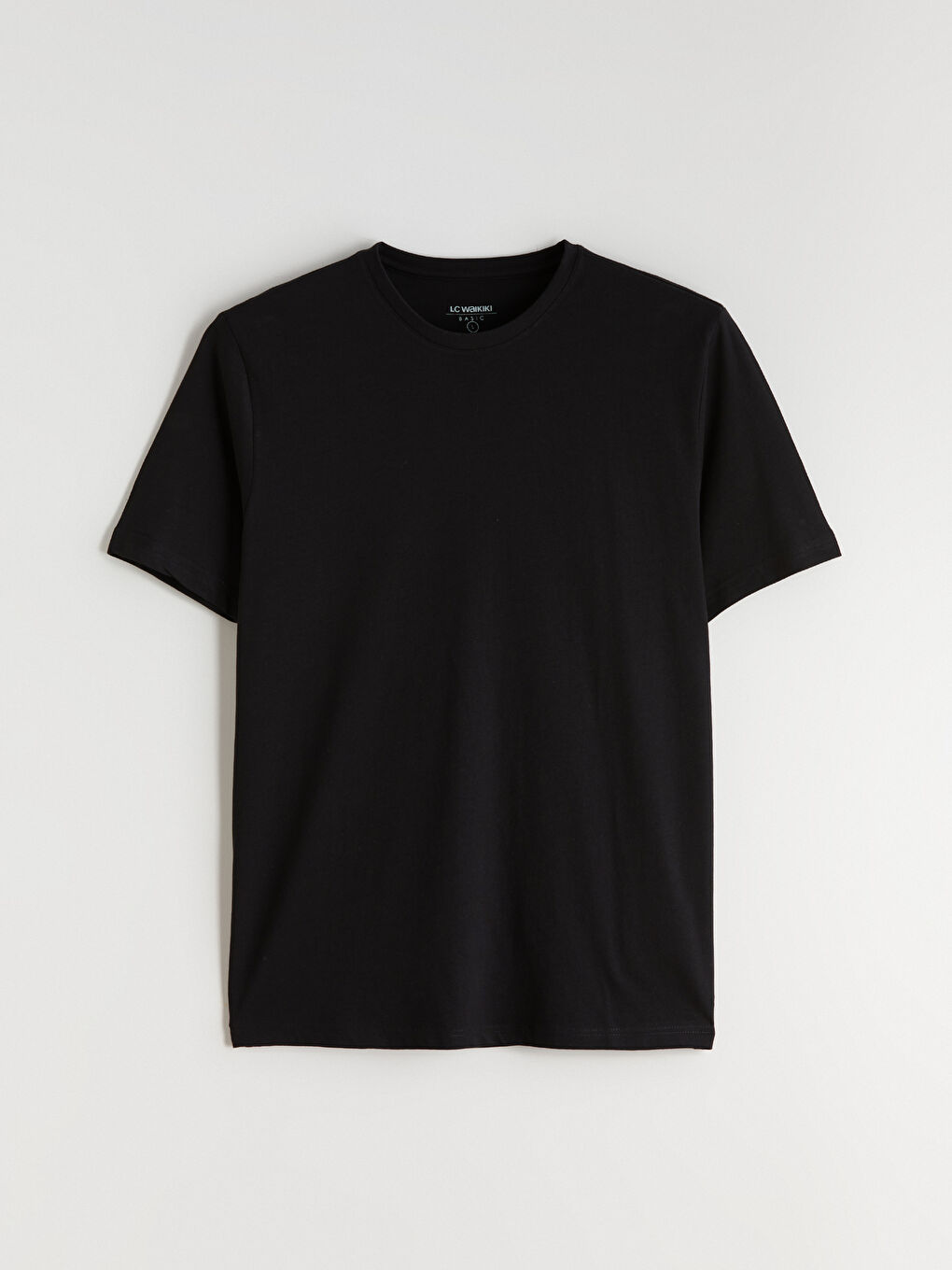 Siyah Bisiklet Yaka Penye Erkek Tişört-4