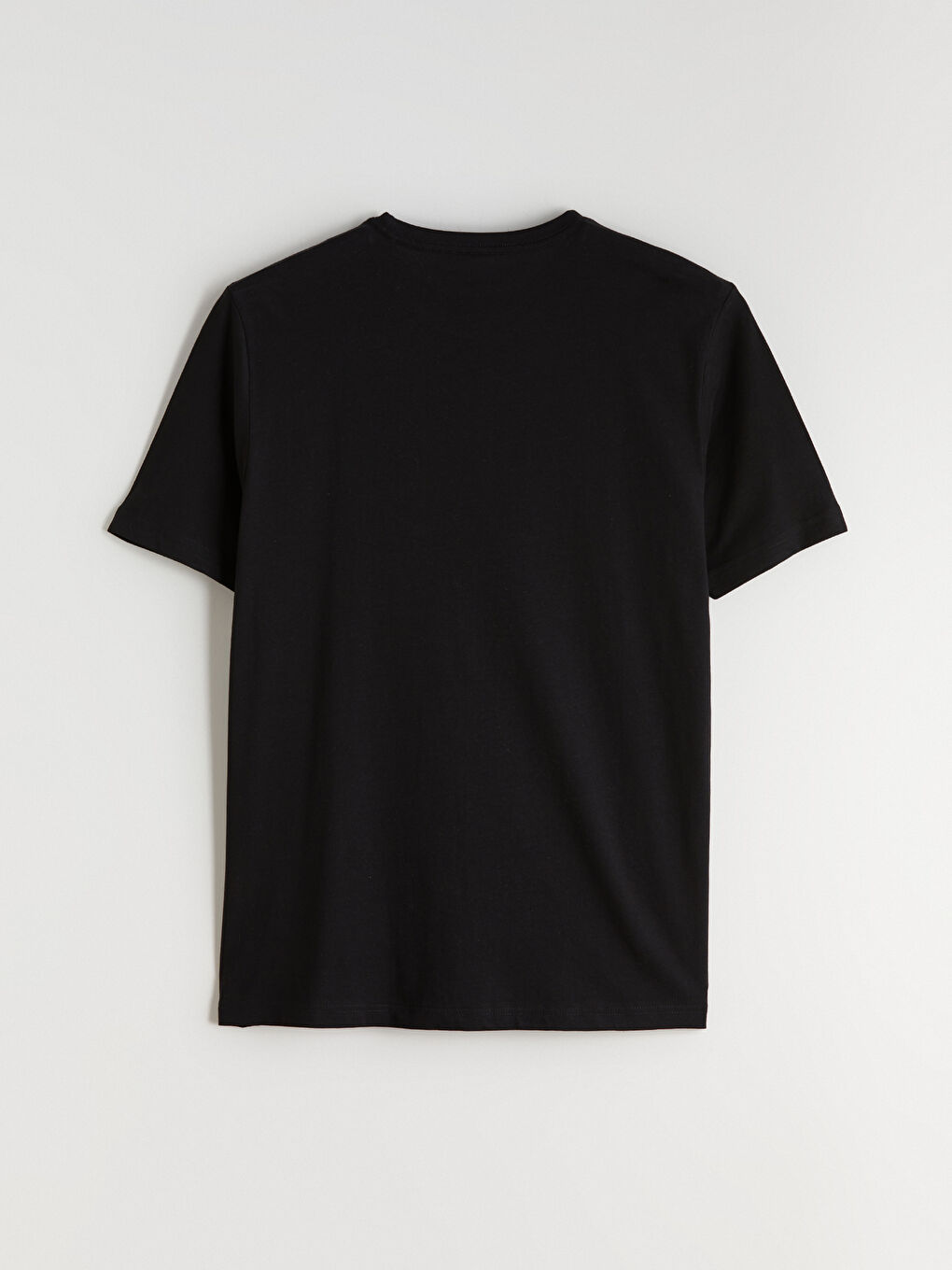 Siyah Bisiklet Yaka Penye Erkek Tişört-5