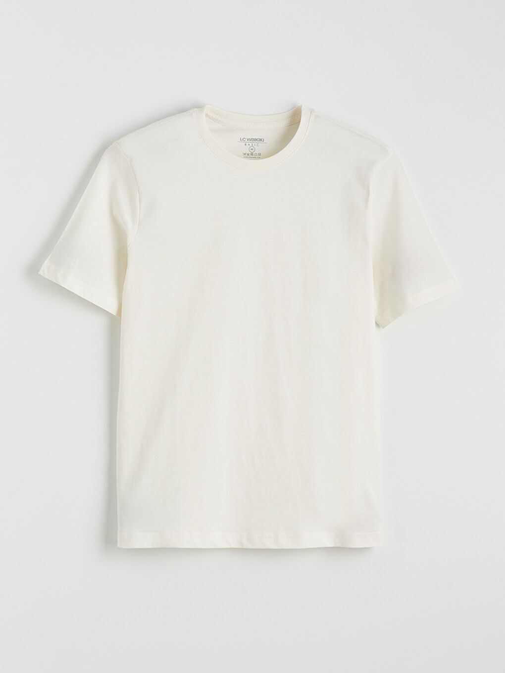 Ekru Bisiklet Yaka Penye Erkek Tişört