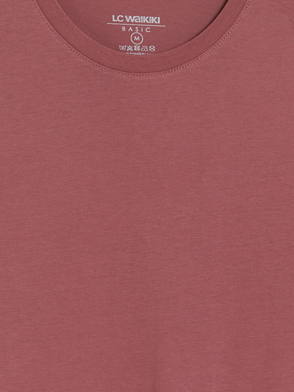 Pembe %100 Pamuk Regular Fit Basic Tişört-4
