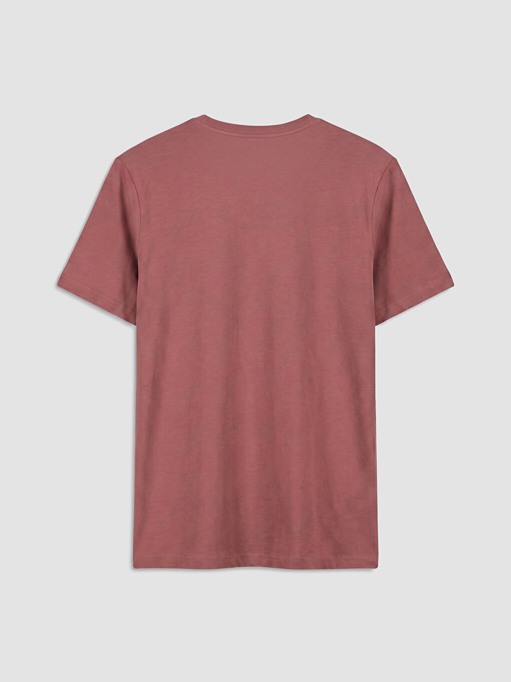 Pembe %100 Pamuk Regular Fit Basic Tişört-5