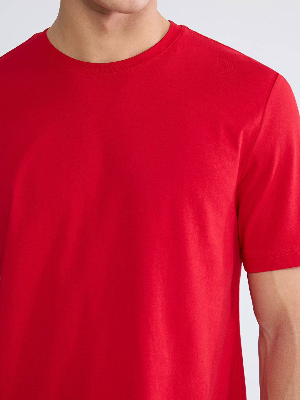 Kırmızı Bisiklet Yaka Penye Erkek Tişört-2