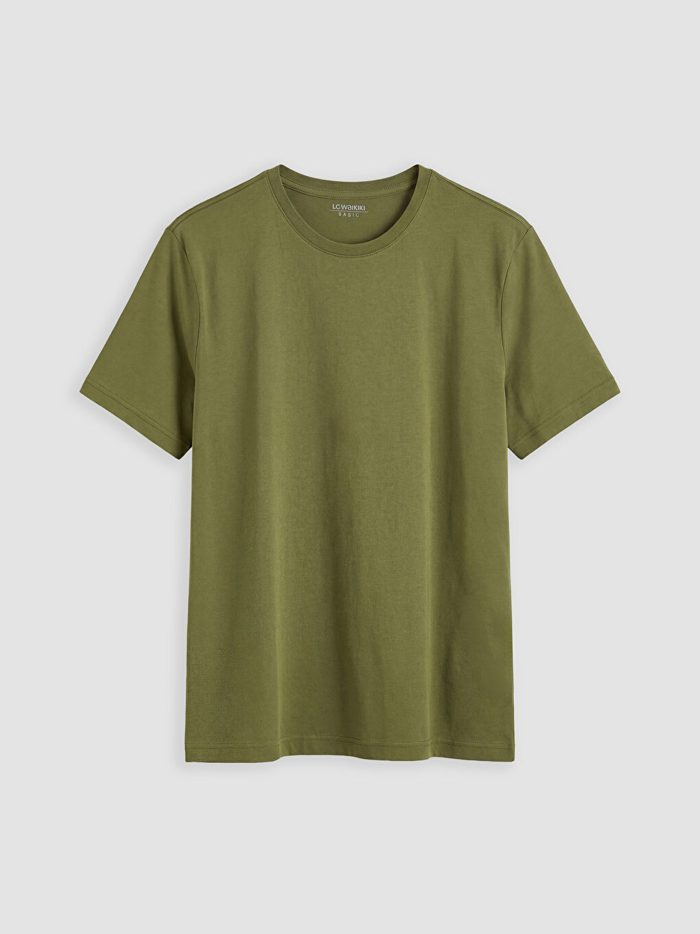 Haki Bisiklet Yaka Erkek Penye Tişört