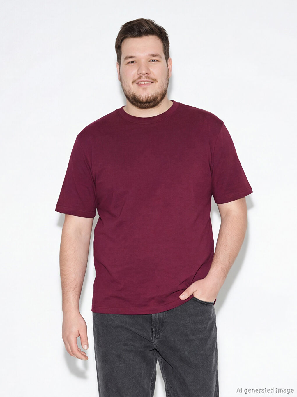 Bordo Bisiklet Yaka Penye Erkek Tişört