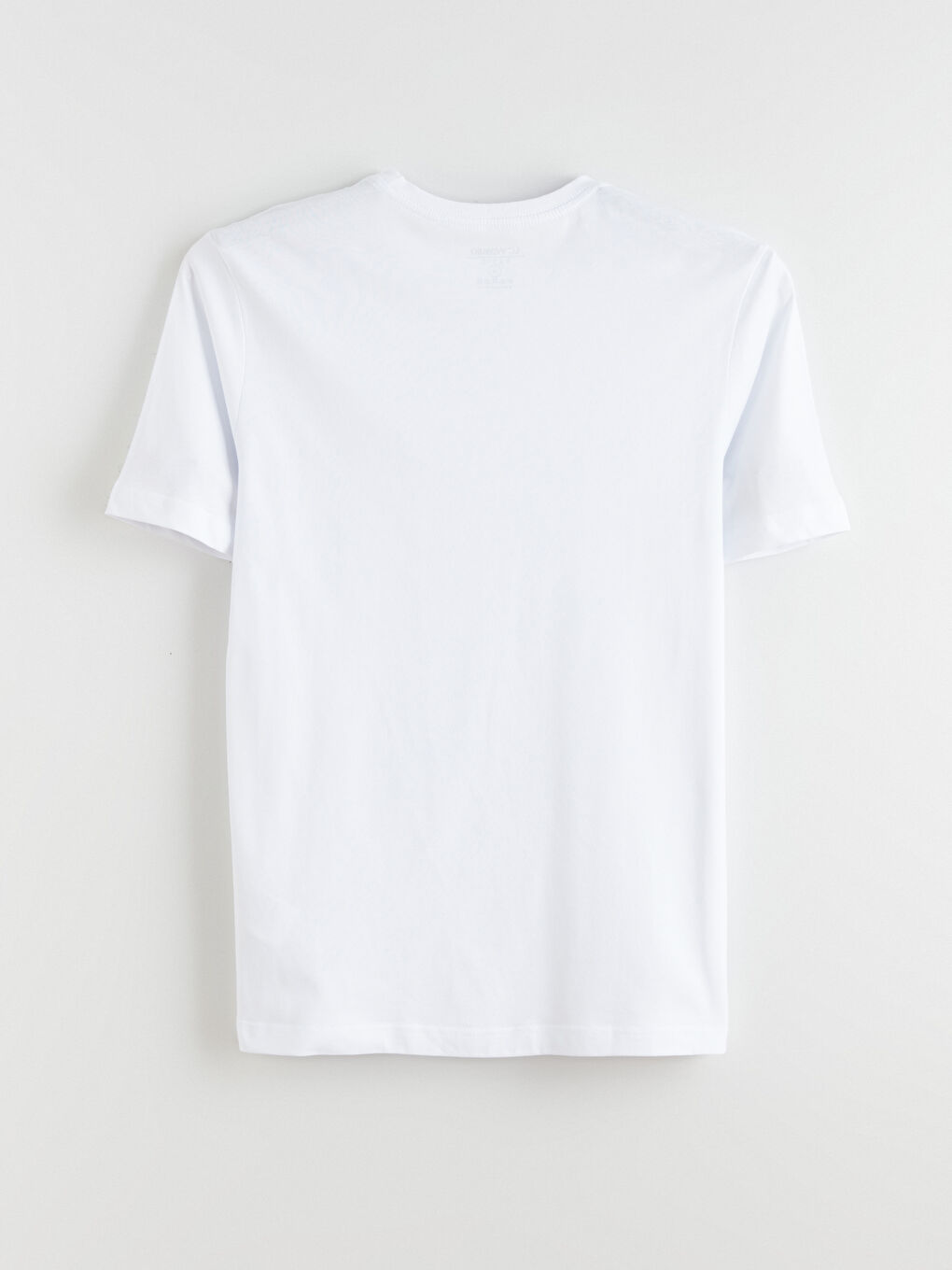 Beyaz Bisiklet Yaka Penye Erkek Tişört-5