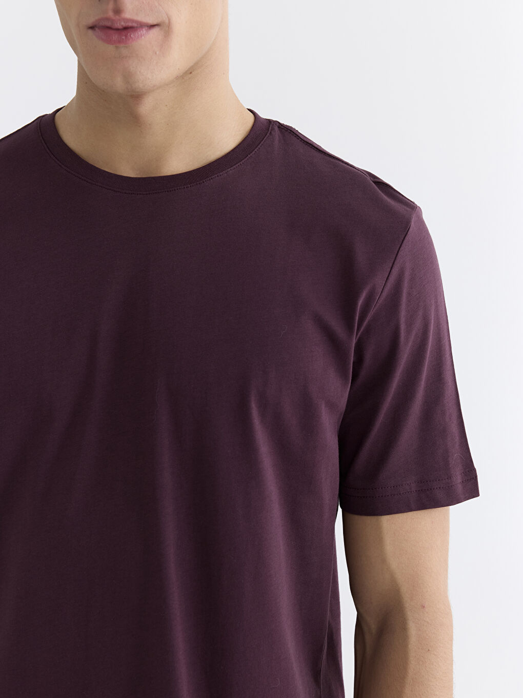 Mürdüm Bisiklet Yaka Penye Erkek Tişört-2