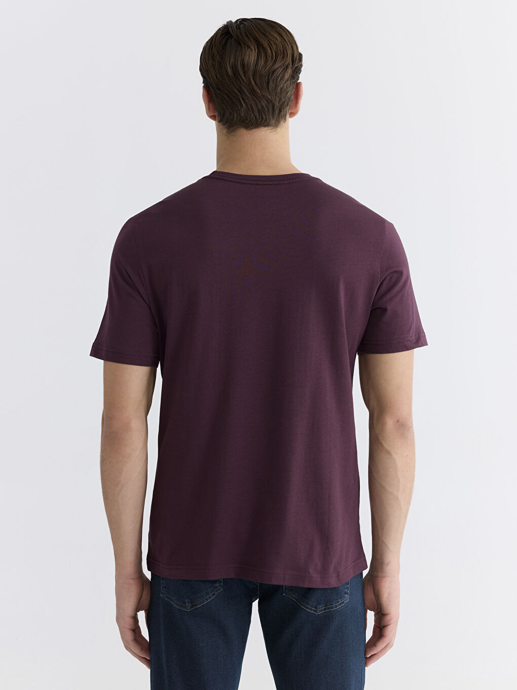 Mürdüm Bisiklet Yaka Penye Erkek Tişört-3