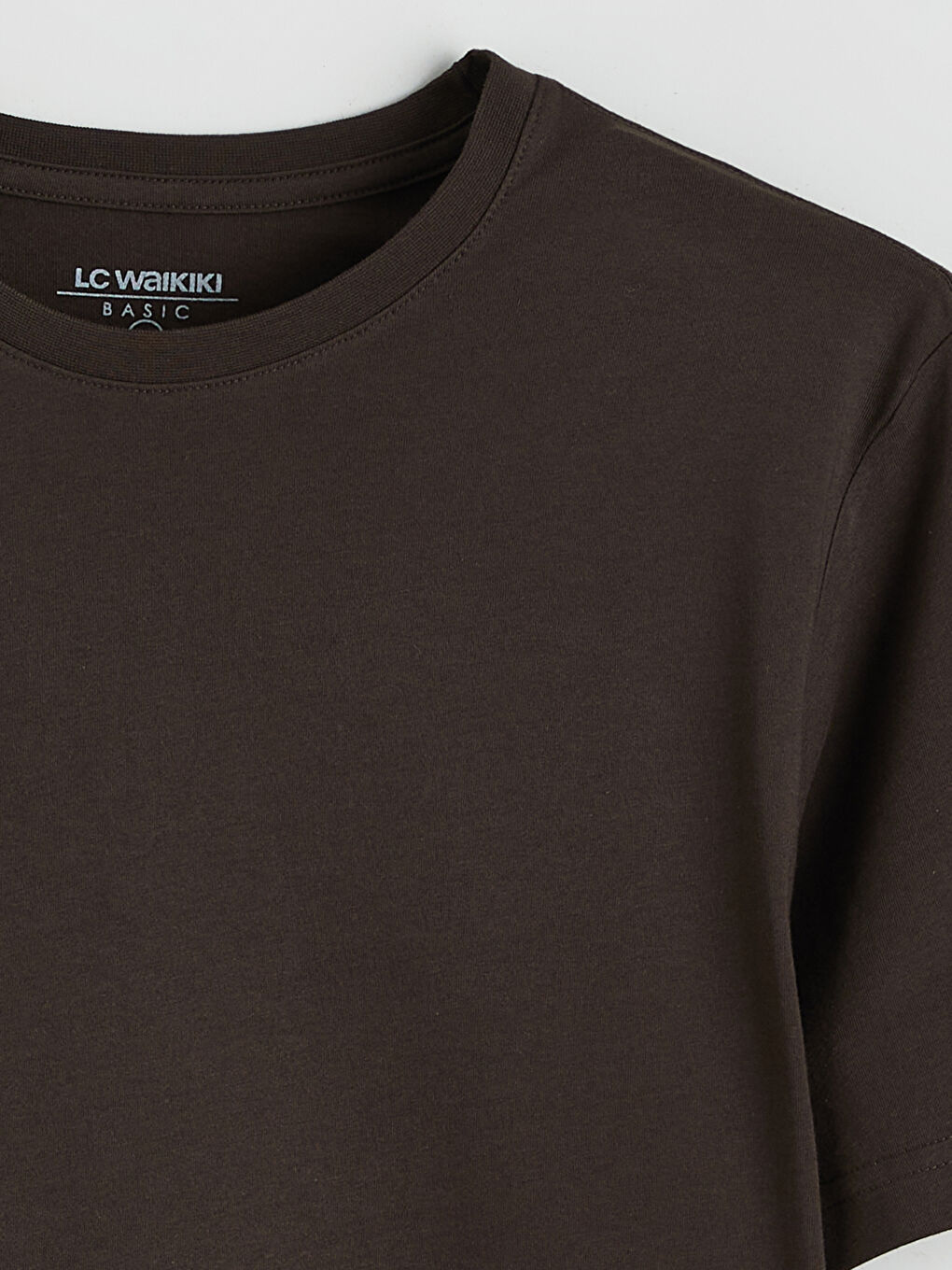 Kahverengi Bisiklet Yaka Penye Erkek Tişört-1