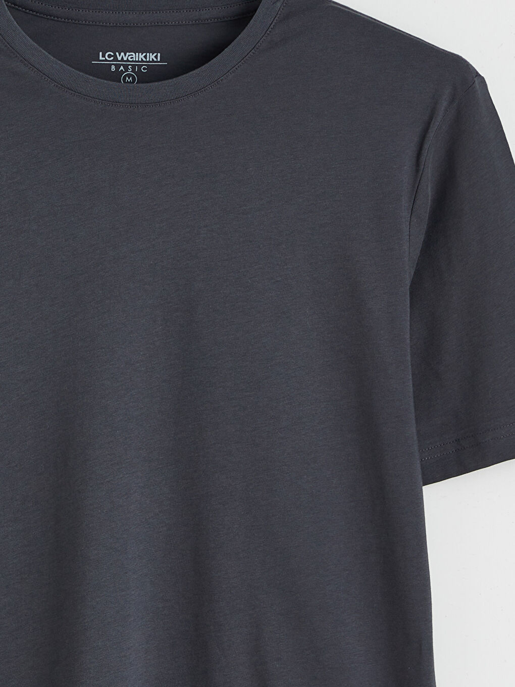 Antrasit Bisiklet Yaka Penye Erkek Tişört-1