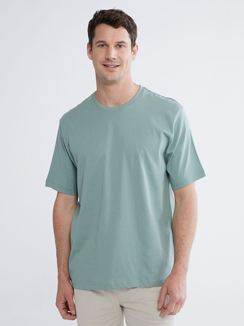 Yeşil Bisiklet Yaka Penye Erkek Tişört