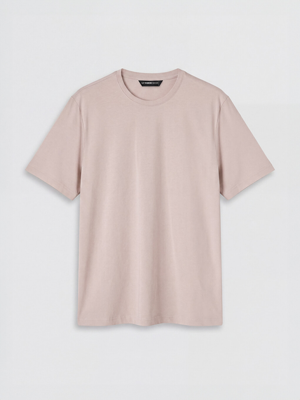 Pembe %100 Pamuk Regular Fit Basic Tişört-3