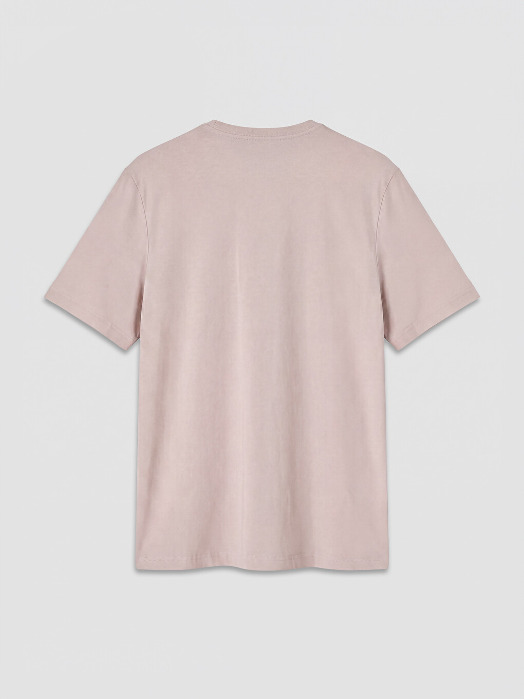 Pembe %100 Pamuk Regular Fit Basic Tişört-4