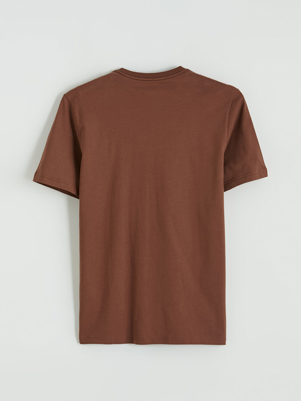 Kahverengi %100 Pamuk Regular Fit Basic Tişört-7