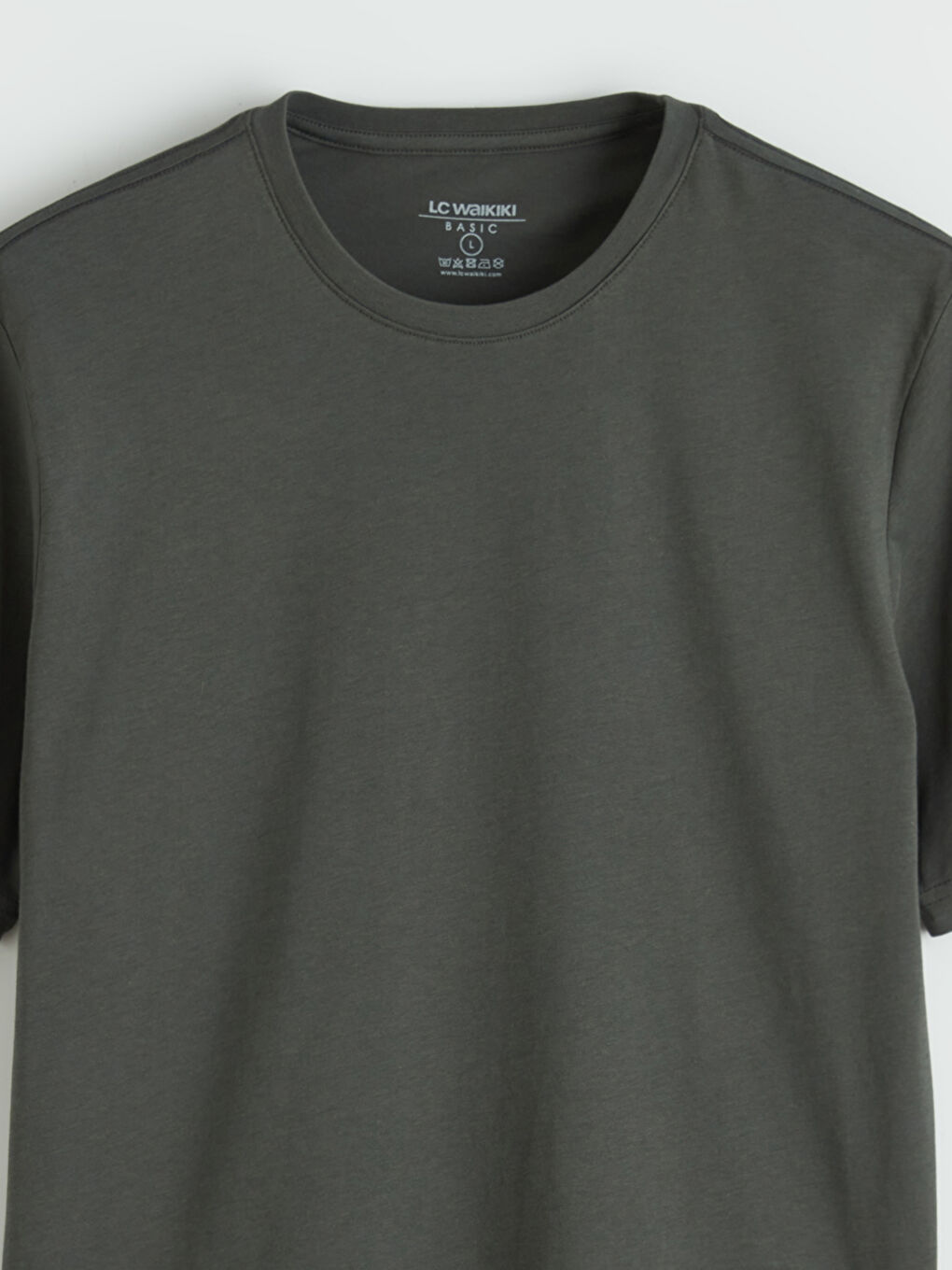 Haki Bisiklet Yaka Penye Erkek Tişört-5