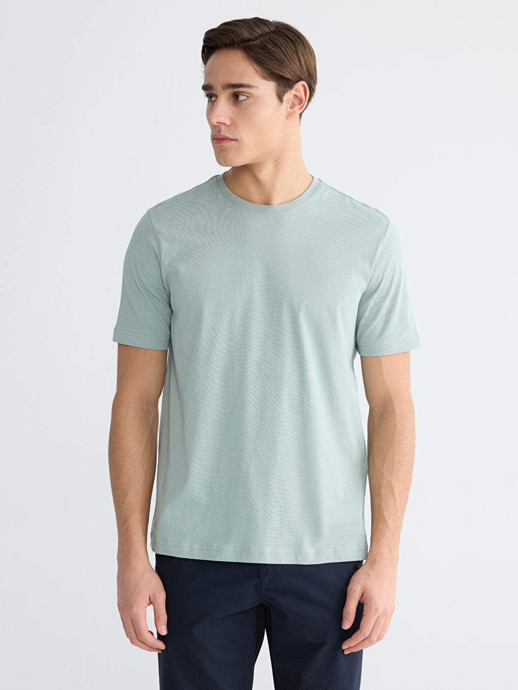 Yeşil Bisiklet Yaka Penye Erkek Tişört