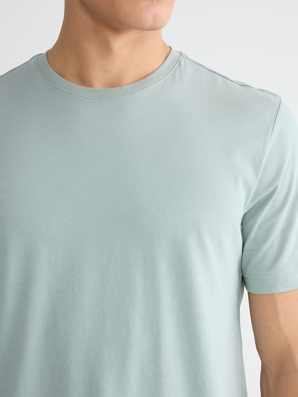 Yeşil Bisiklet Yaka Penye Erkek Tişört-2