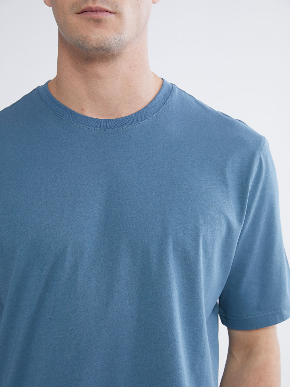 Mavi Bisiklet Yaka Penye Erkek Tişört-2