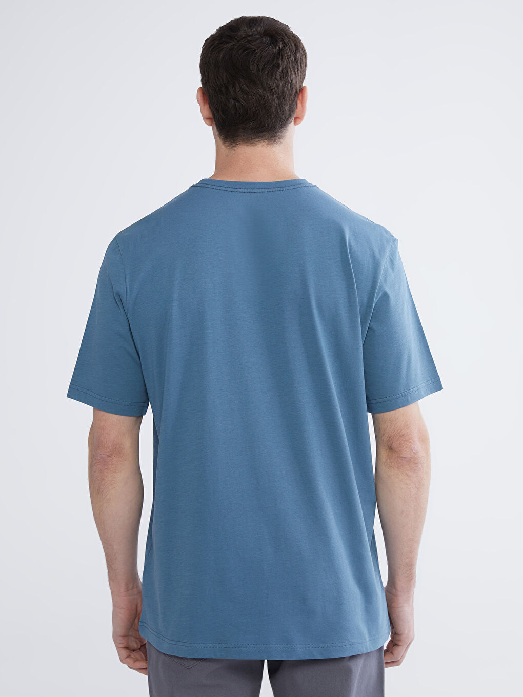 Mavi Bisiklet Yaka Penye Erkek Tişört-3