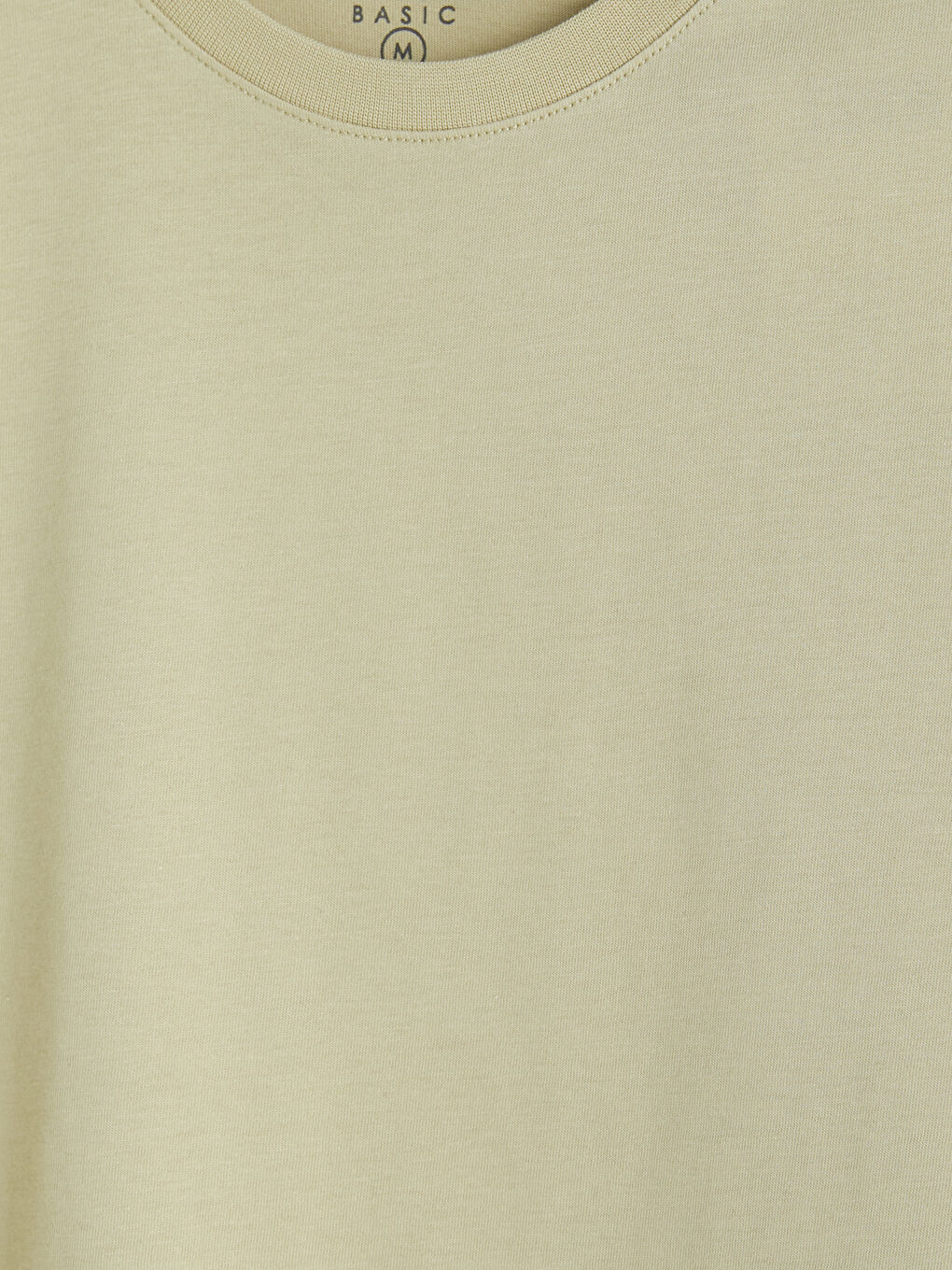 Bej %100 Pamuk Regular Fit Basic Tişört-1