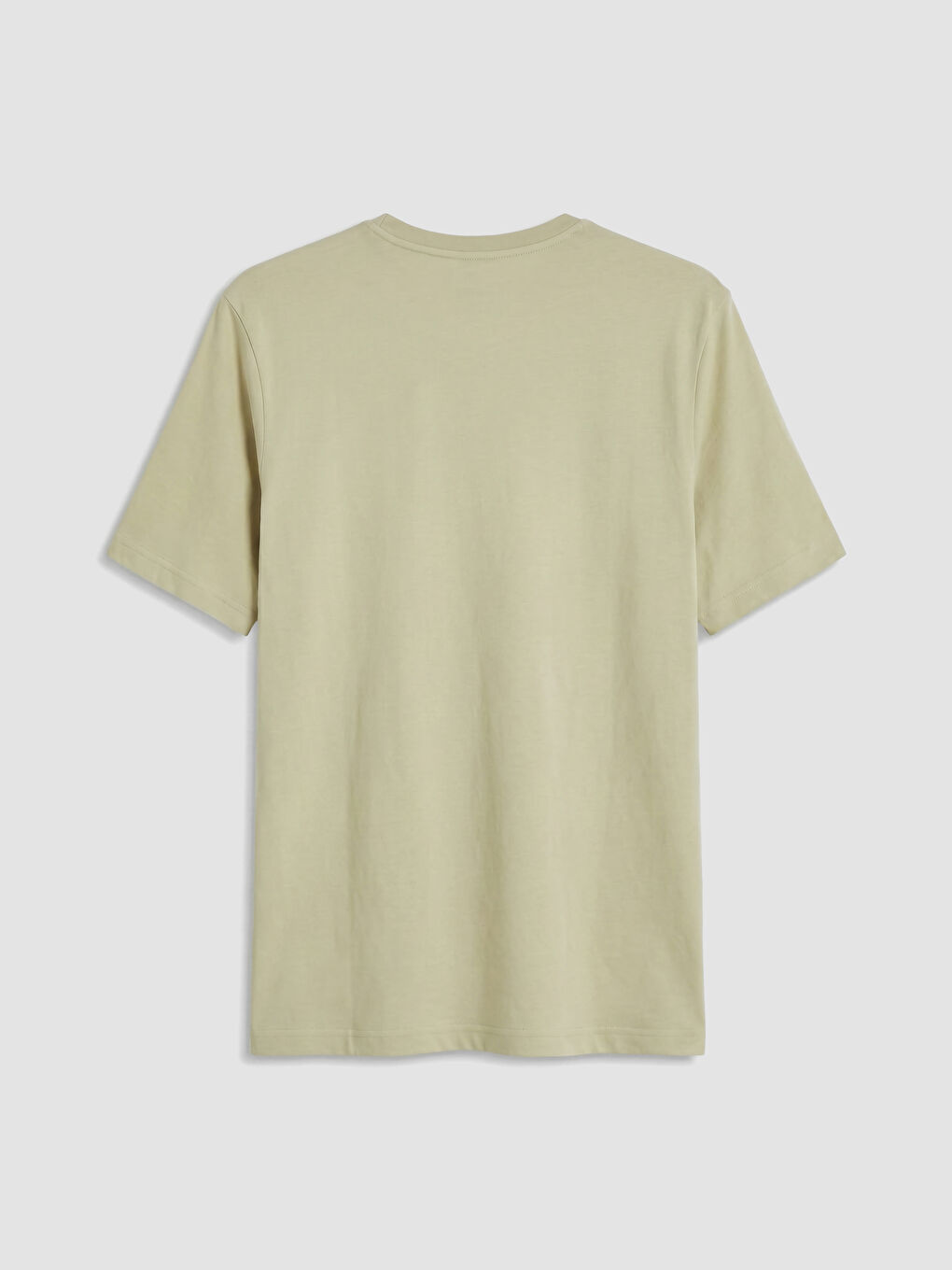 Bej %100 Pamuk Regular Fit Basic Tişört-2