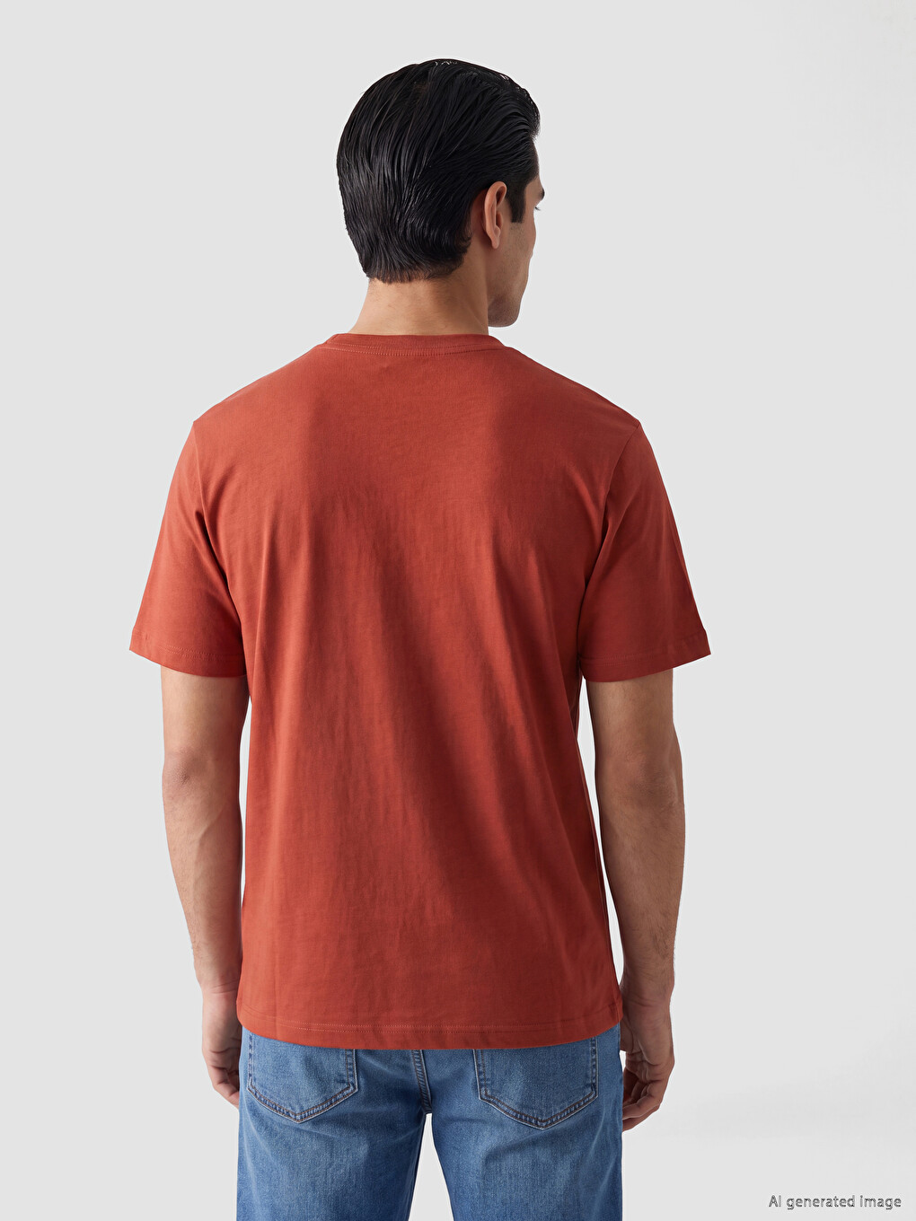Turuncu %100 Pamuk Regular Fit Basic Tişört-2