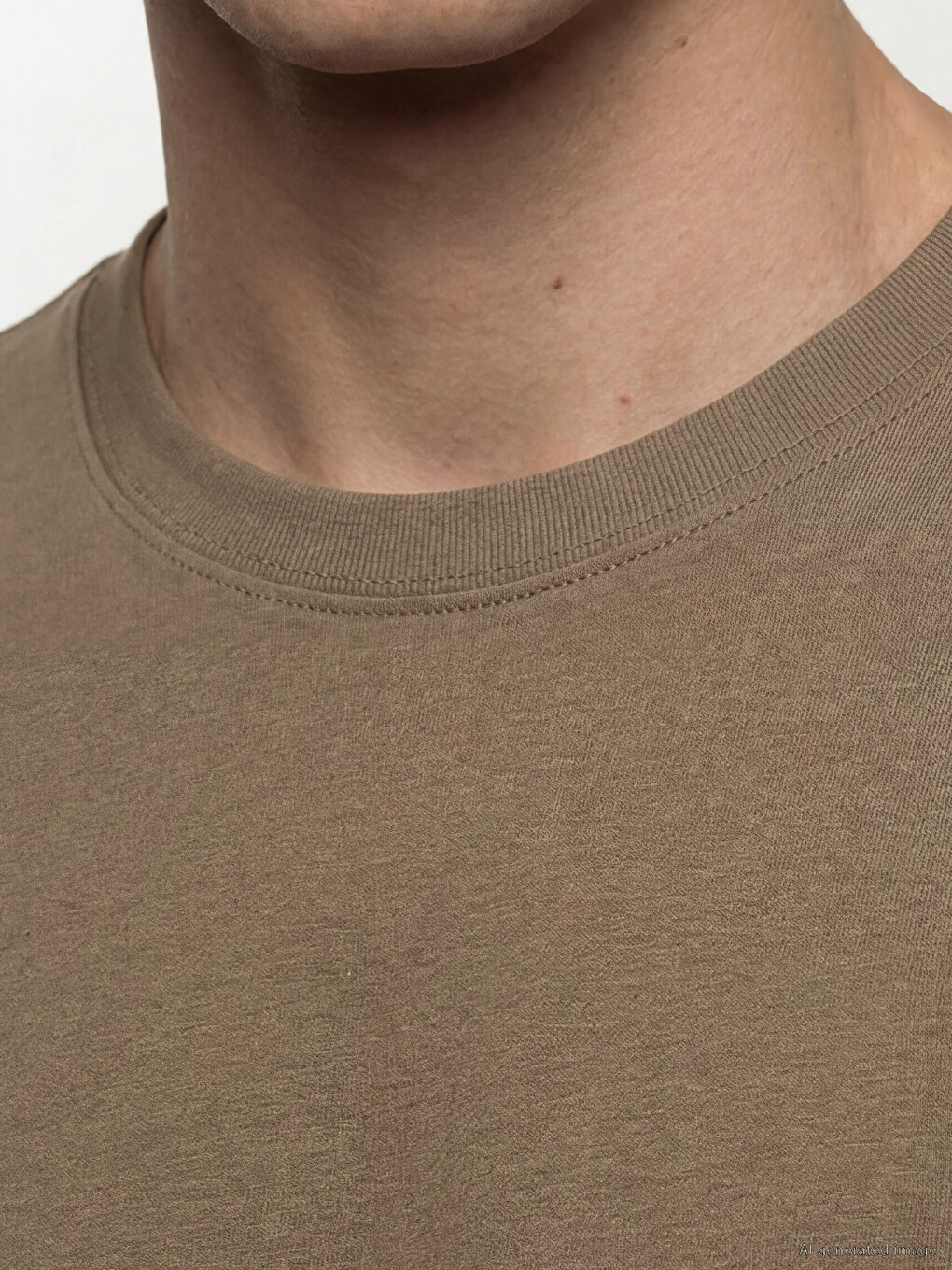Kahverengi %100 Pamuk Regular Fit Basic Tişört-2