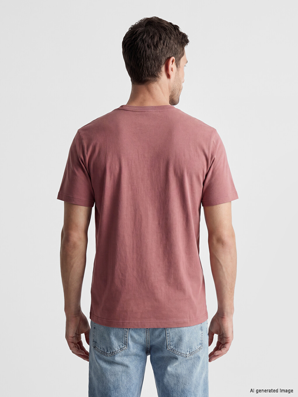 Pembe %100 Pamuk Regular Fit Basic Tişört-2
