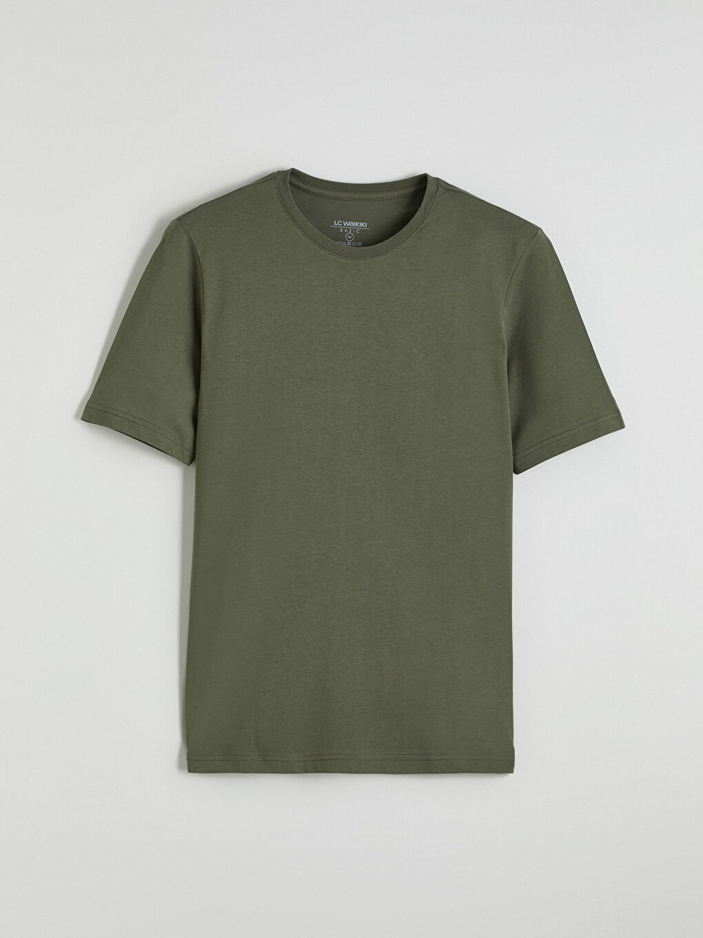 Haki Bisiklet Yaka Penye Erkek Tişört-4