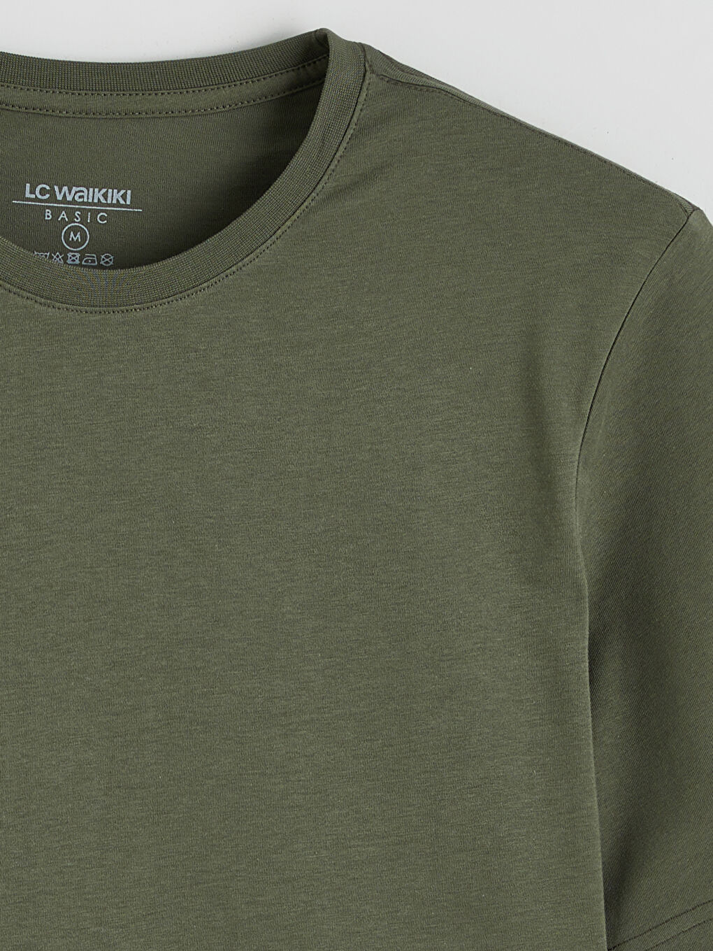 Haki Bisiklet Yaka Penye Erkek Tişört-5