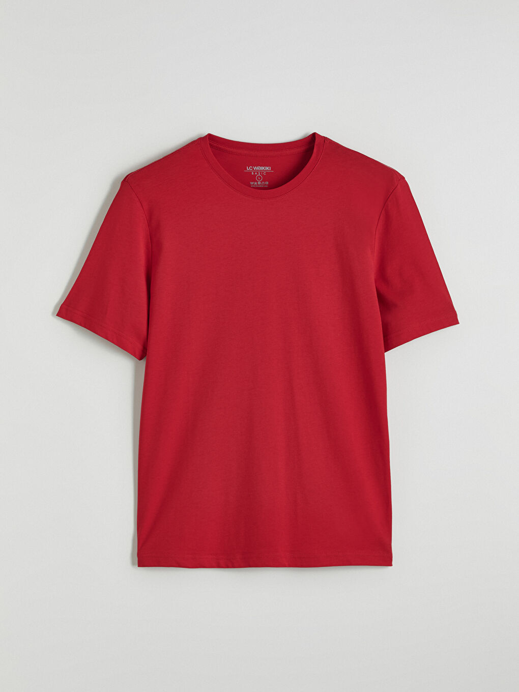 Kırmızı Bisiklet Yaka Penye Erkek Tişört-4