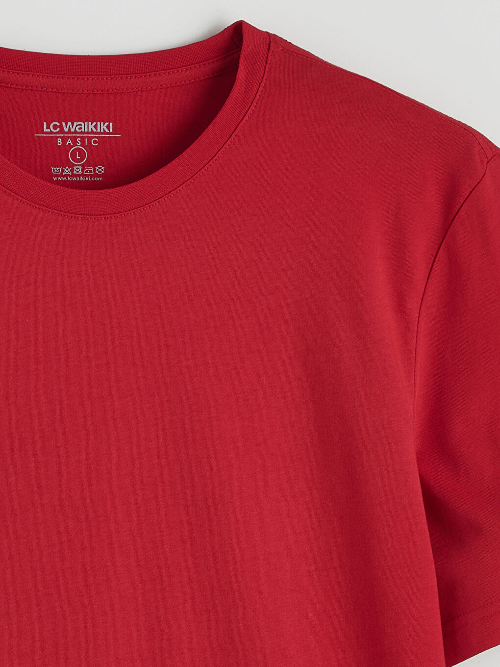 Kırmızı Bisiklet Yaka Penye Erkek Tişört-5