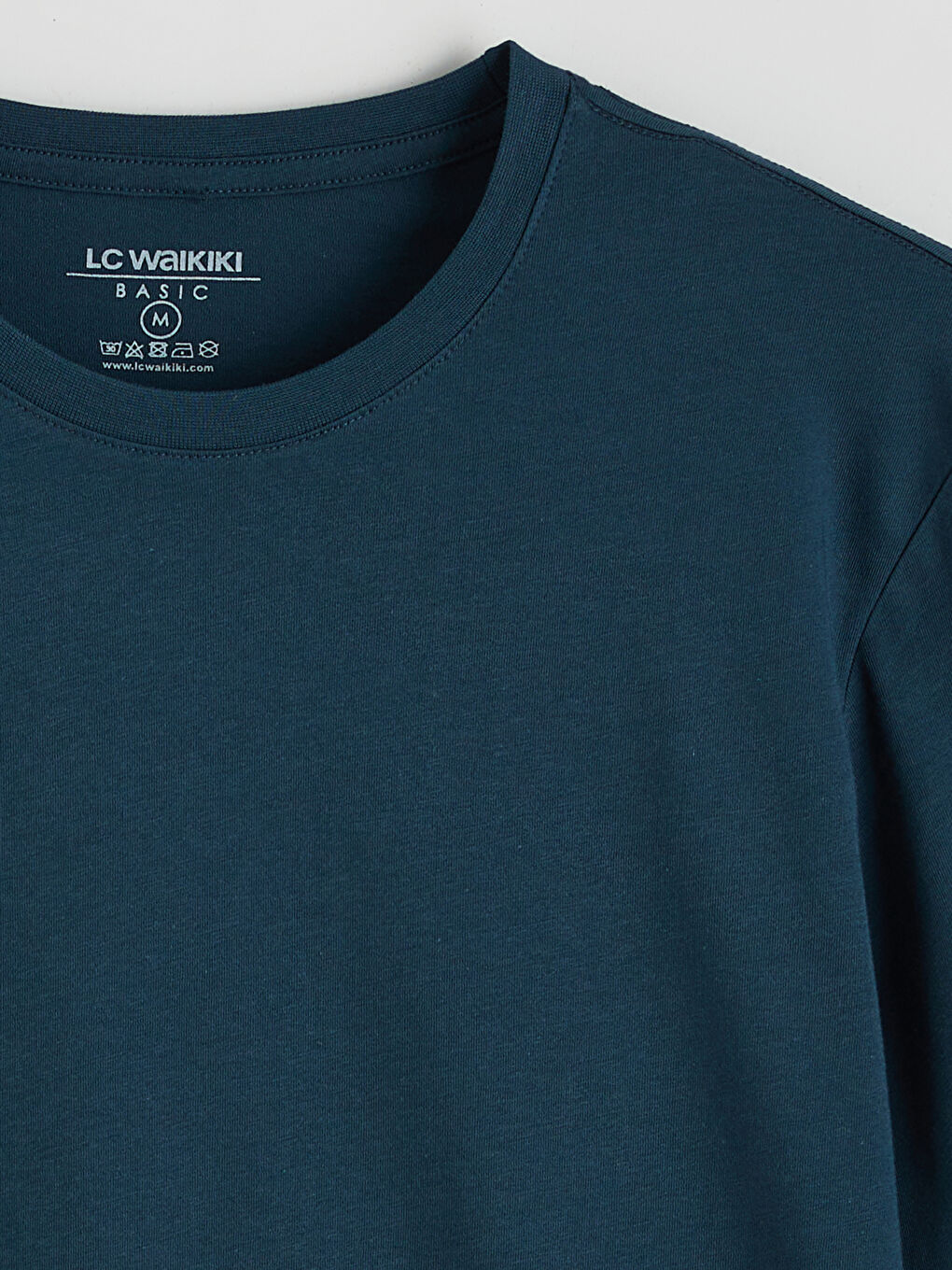 Petrol Bisiklet Yaka Penye Erkek Tişört-5