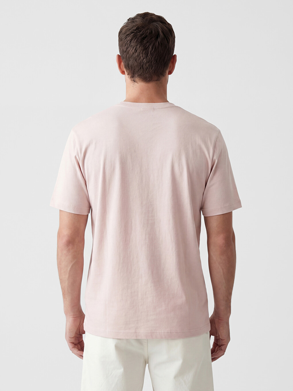 Pembe %100 Pamuk Regular Fit Basic Tişört-2