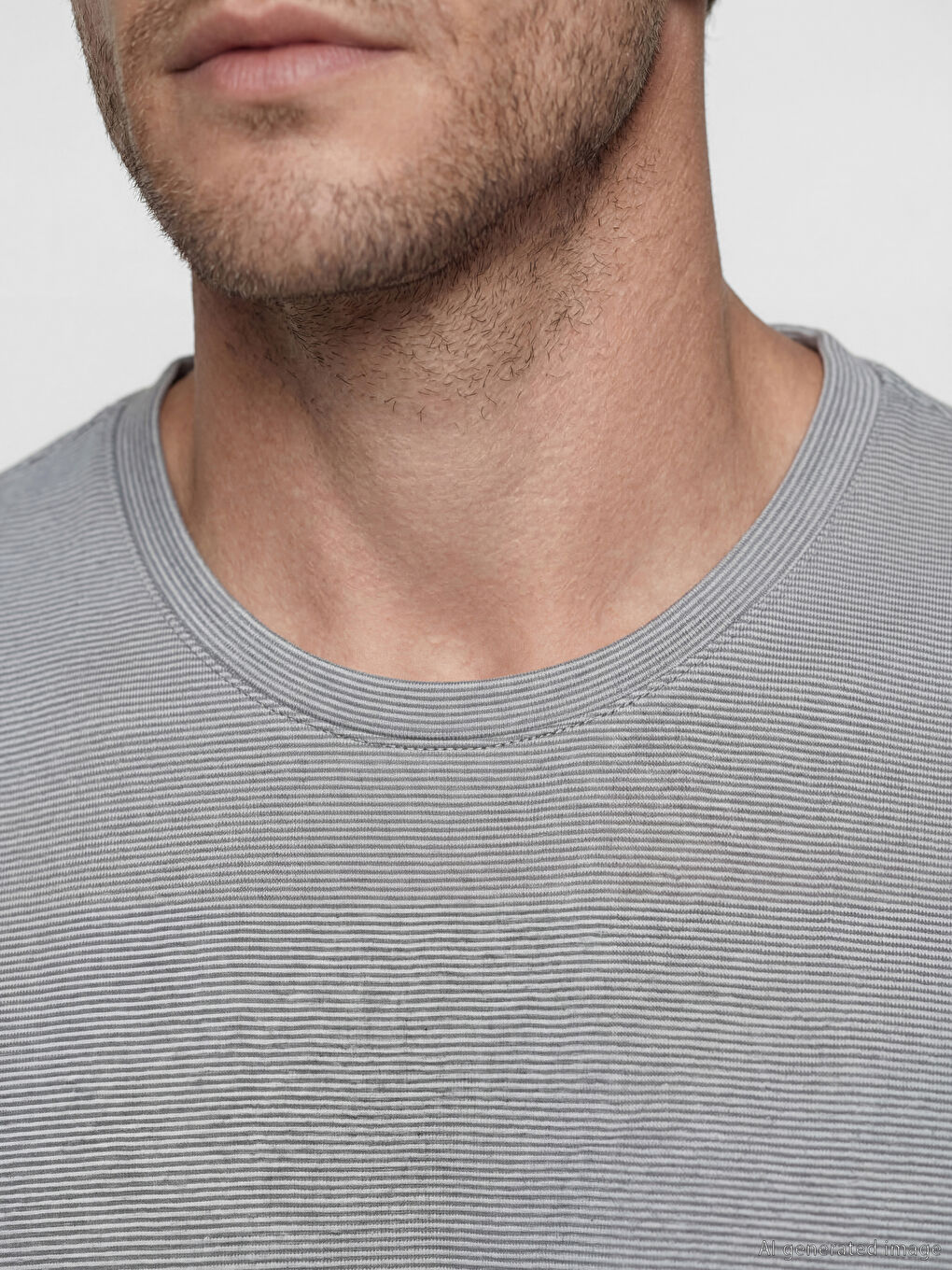 Gri %100 Pamuk Regular Fit Basic Tişört-2